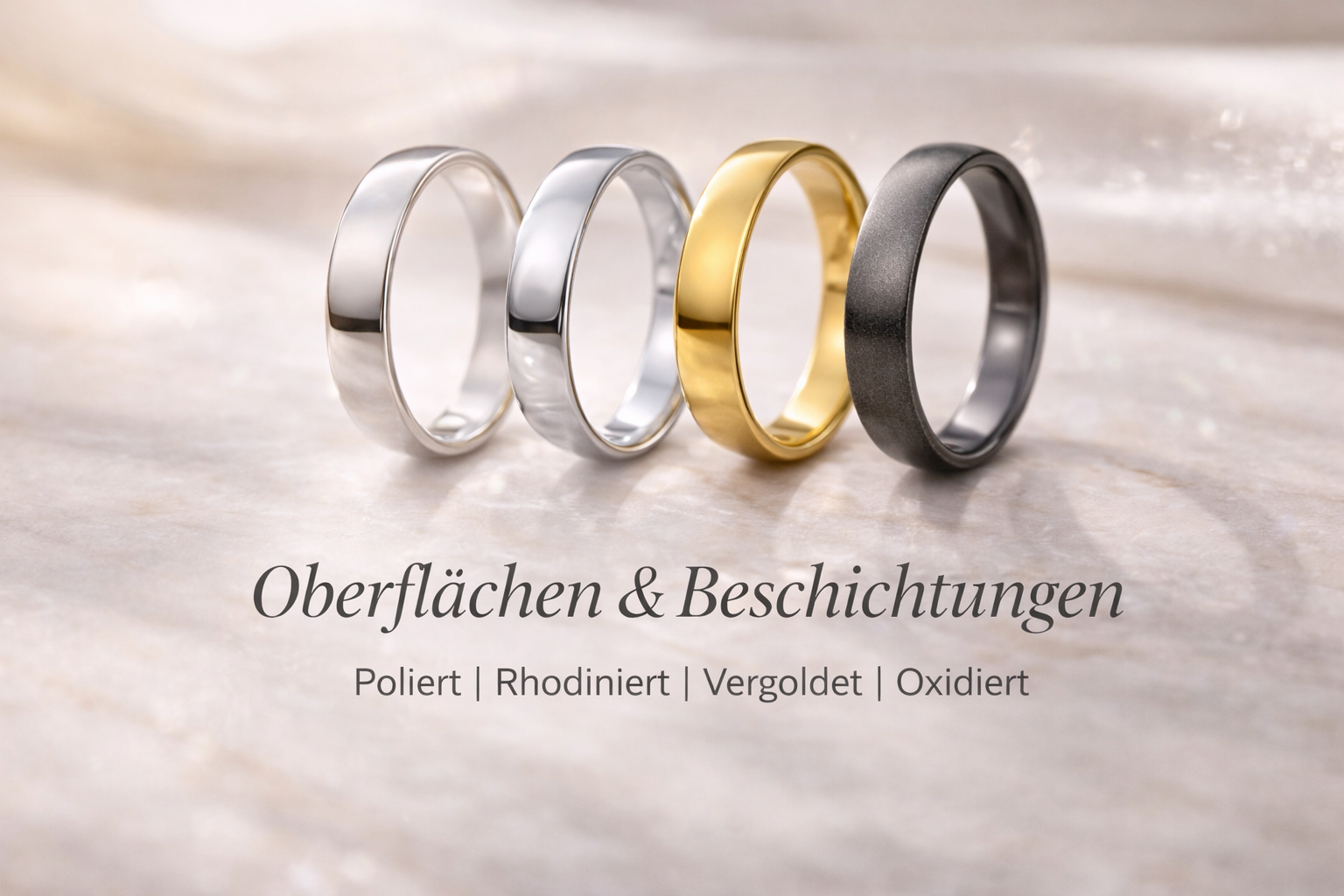 Oberflächenarten: matt, poliert, hochglanz