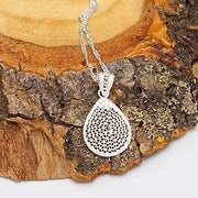 Telkari Tropfen Halskette aus 925 Sterling Silber, filigran