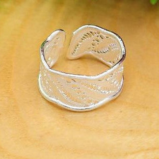 Verstellbarer Telkari Wellen Ring aus 925 Sterling Silber