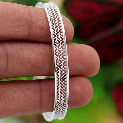 Telkari Armreif aus 925 Sterling Silber mit filigranem Gitter