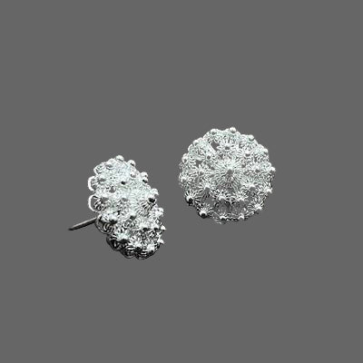 Telkari Ohrstecker Bereket aus 925 Sterling Silber im runden Blumen-Design