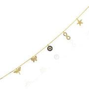 Charm-Armband 925 Silber mit CZ, Seestern, Infinity, Libelle im Orient-Stil