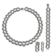Markasit Schmuckset aus 925 Silber – Halskette, Armband und Ohrhänger im Orient-Stil