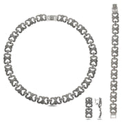 Markasit Schmuckset aus 925 Silber – Kette, Armband und Ohrhänger im orientalischen Design