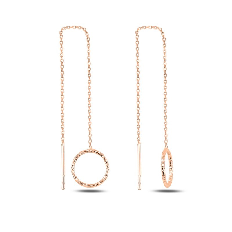 Stardust Loop Fadenohrringe aus 925er Silber mit gehämmertem Kreis – erhältlich in Silber, Gold und Roségold.