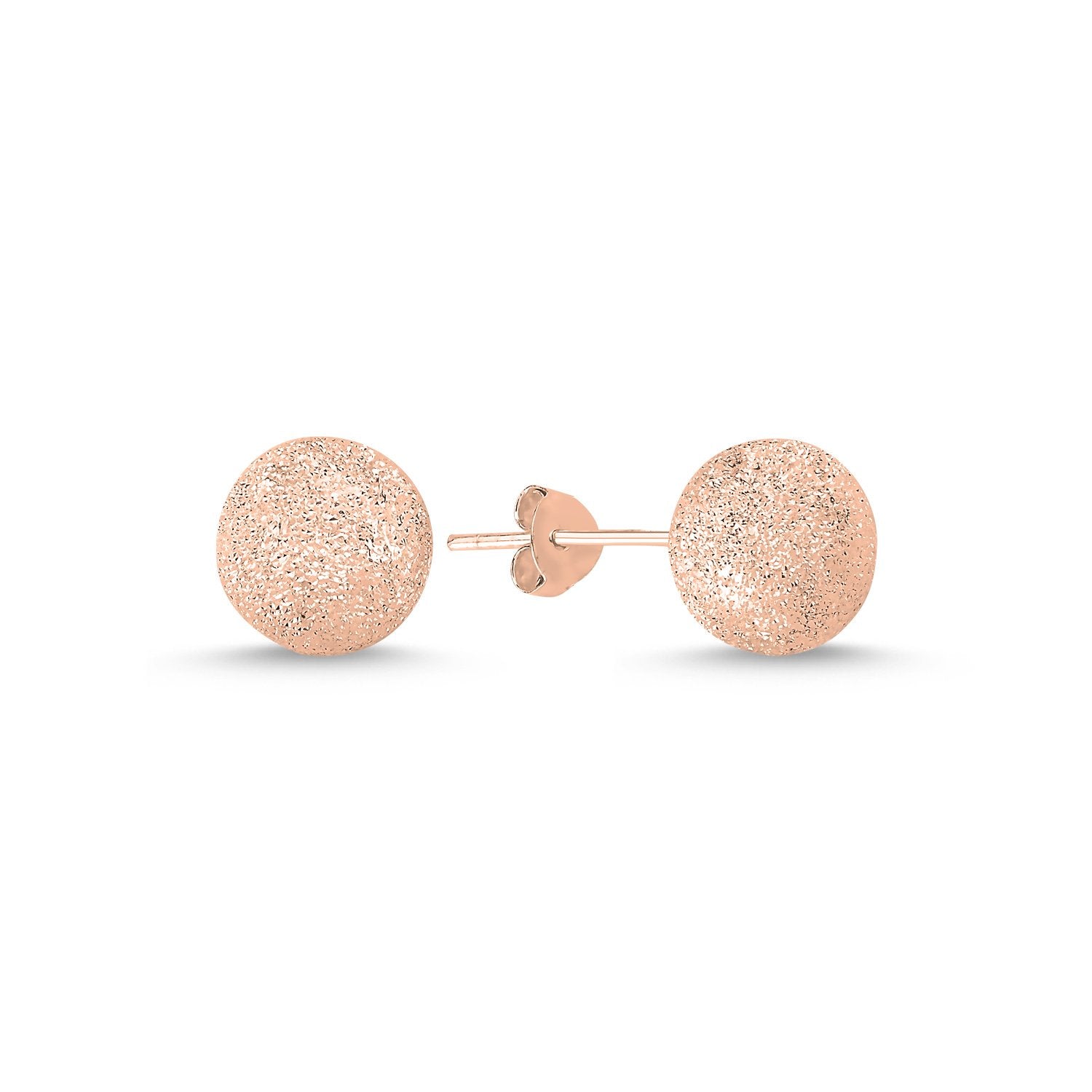Glitzernde Laser-Frost Kugel-Ohrstecker aus 925er Sterling Silber in Roségold