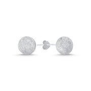 Glitzernde Laser-Frost Kugel-Ohrstecker aus 925er Sterling Silber in Silber