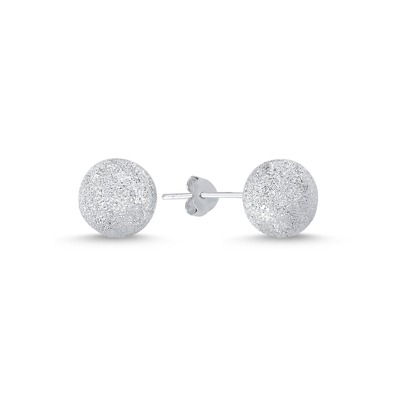 Glitzernde Laser-Frost Kugel-Ohrstecker aus 925er Sterling Silber in Silber