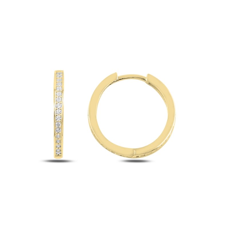 Feine Huggie-Creolen aus 925 Sterling Silber mit Zirkonia, erhältlich in Gelbgold