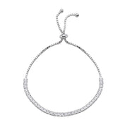 Verstellbares Tennisarmband mit klaren Zirkonia, 11–22 cm Länge, in Silber, Gold und Roségold
