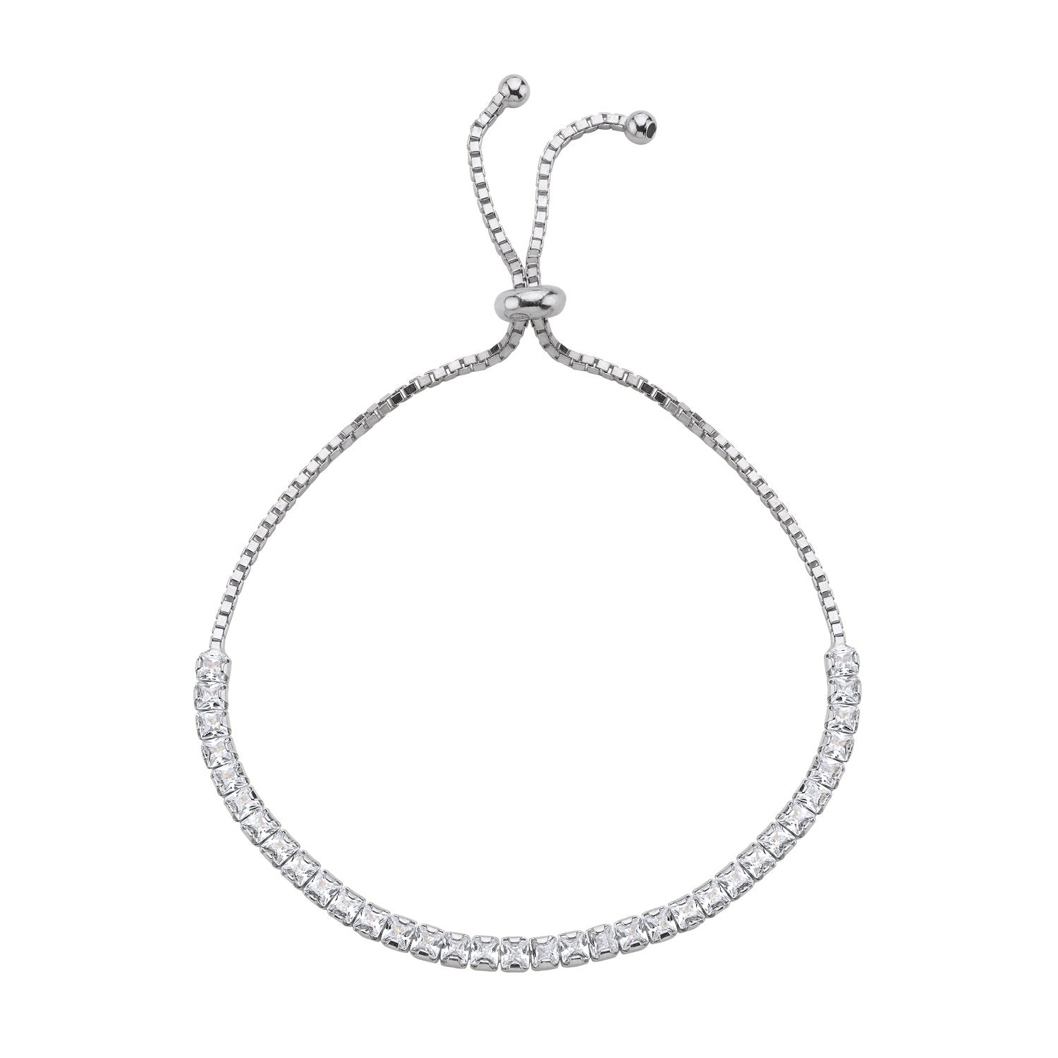 Verstellbares Tennisarmband mit klaren Zirkonia, 11–22 cm Länge, in Silber, Gold und Roségold