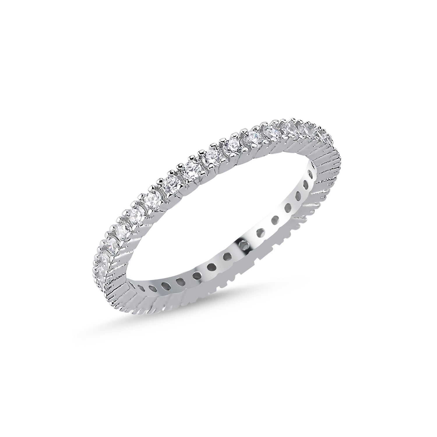 Schmaler Eternity Ring aus 925 Sterling Silber mit Zirkonia, rhodiniert