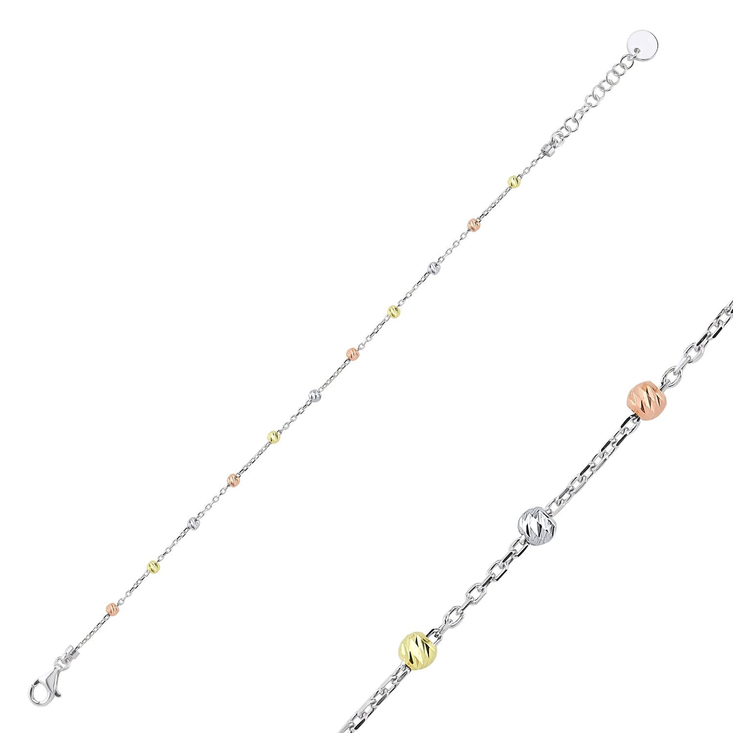 Dreifarbiges Bead-Armband mit feinen Kugeln auf zarter Kette