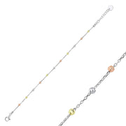 Dreifarbiges Bead-Armband mit feinen Kugeln auf zarter Kette