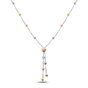 Dreifarbige Y-Halskette mit diamantierten Beads und fallenden Strängen