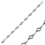 Markasit Armband aus 925 Silber mit geschwungenem Wellenmuster im Orient-Stil.