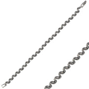 Orient Armband aus 925 Silber mit Markasit und geschwungenem Wellenmuster.