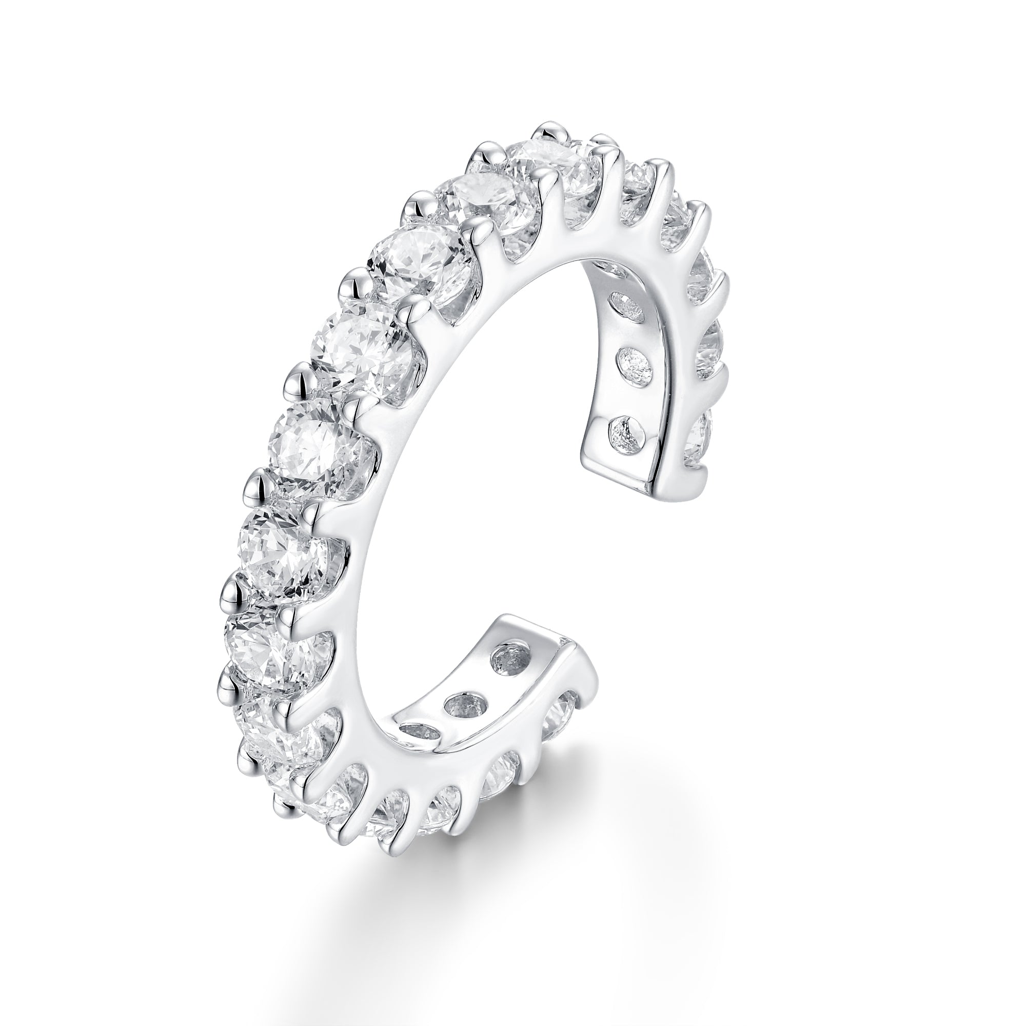 Verstellbarer Ring aus 925 Sterling Silber oder 18K vergoldet mit klaren Zirkonia in Krappenfassung; eleganter, glanzvoller Look.