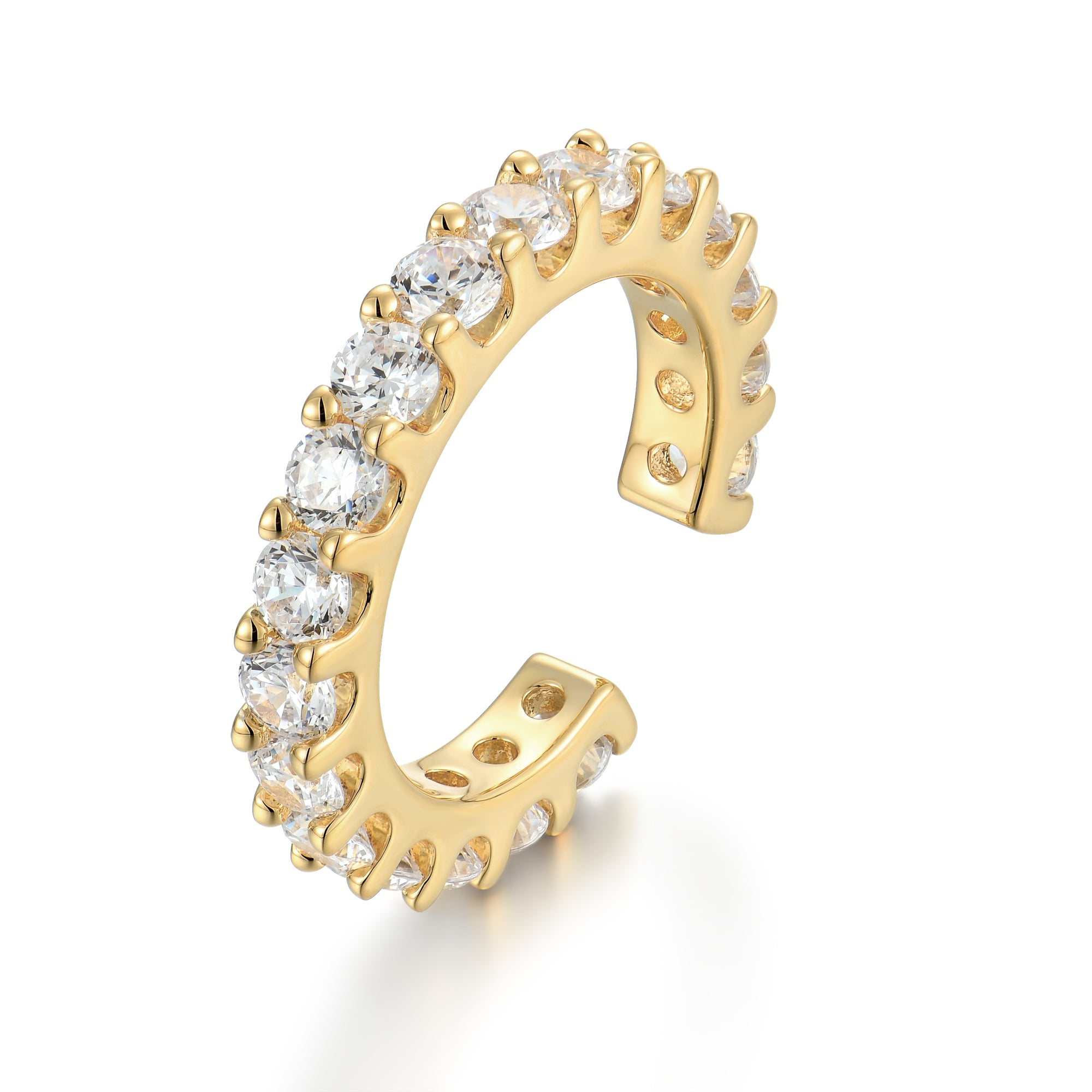 Verstellbarer Ring aus 925 Sterling Silber oder 18K vergoldet mit klaren Zirkonia in Krappenfassung; eleganter, glanzvoller Look.