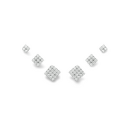 Luno Ohrstecker 6er Set aus 925 Sterling Silber mit pavégefassten Zirkonia in quadratischem Design, in drei Größen sortiert.