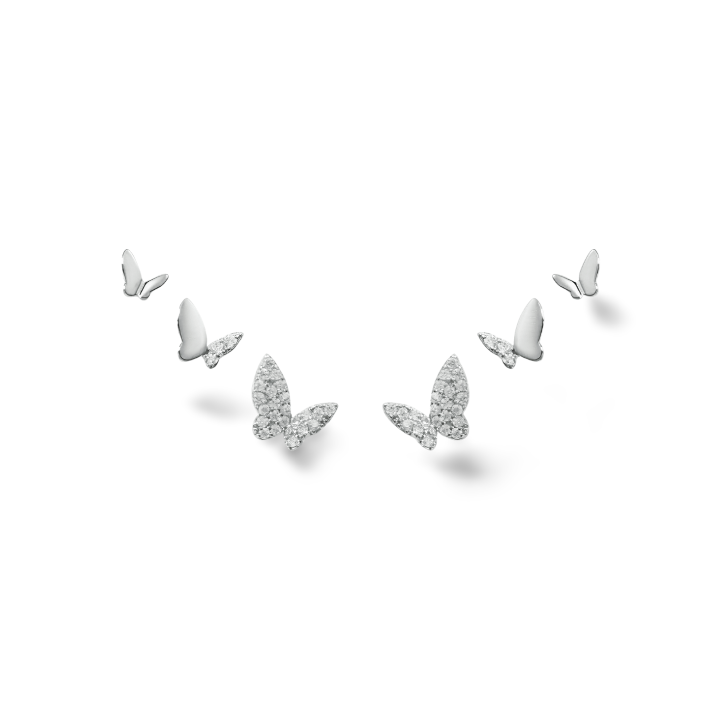 Butterfly Ohrstecker 6er Set aus 925 Sterling Silber mit Zirkonia, filigrane Schmetterlingsmotive in glänzender und pavégefasster Ausführung.