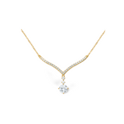 Vera Halskette aus 925 Sterling Silber: V-förmiges Design mit Zirkonia-Besatz und tropfenförmigem Anhänger, erhältlich rhodiniert oder 18K vergoldet.