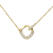 Naya Halskette aus 925 Sterling Silber: geschwungener Anhänger mit Zirkonia-Besatz in asymmetrischem Design, erhältlich rhodiniert oder 18K vergoldet.