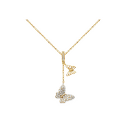 Goldene Schmetterling-Halskette mit funkelnden Zirkonia-Steinen und filigranen Flügelmotiven