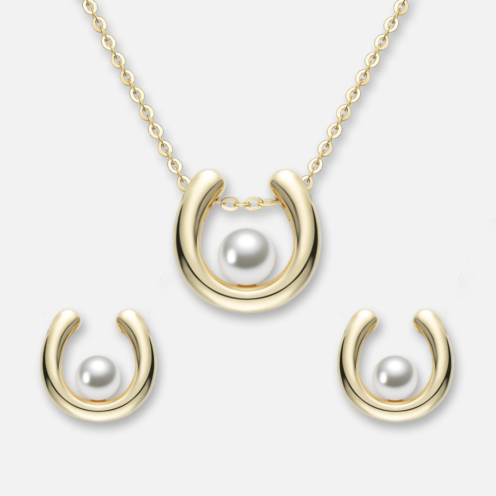 GlücksHufeisen – Schmuck-Set mit Süßwasserperlen (2-teilig)