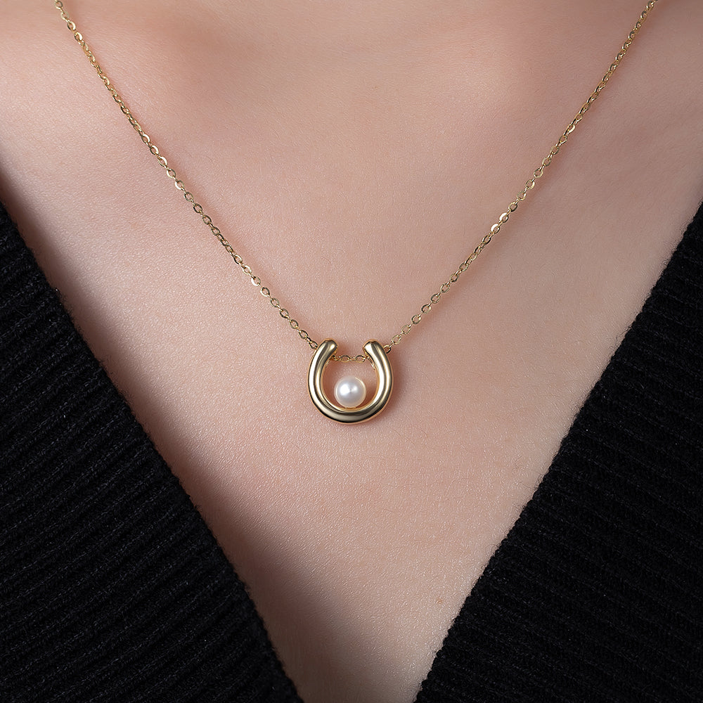 GlücksHufeisen – Schmuck-Set mit Süßwasserperlen (2-teilig)