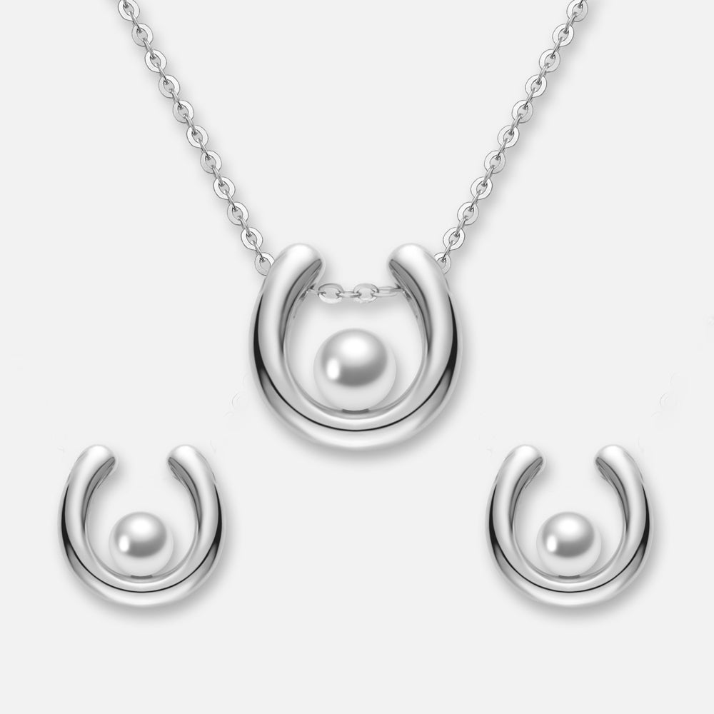 GlücksHufeisen – Schmuck-Set mit Süßwasserperlen (2-teilig)