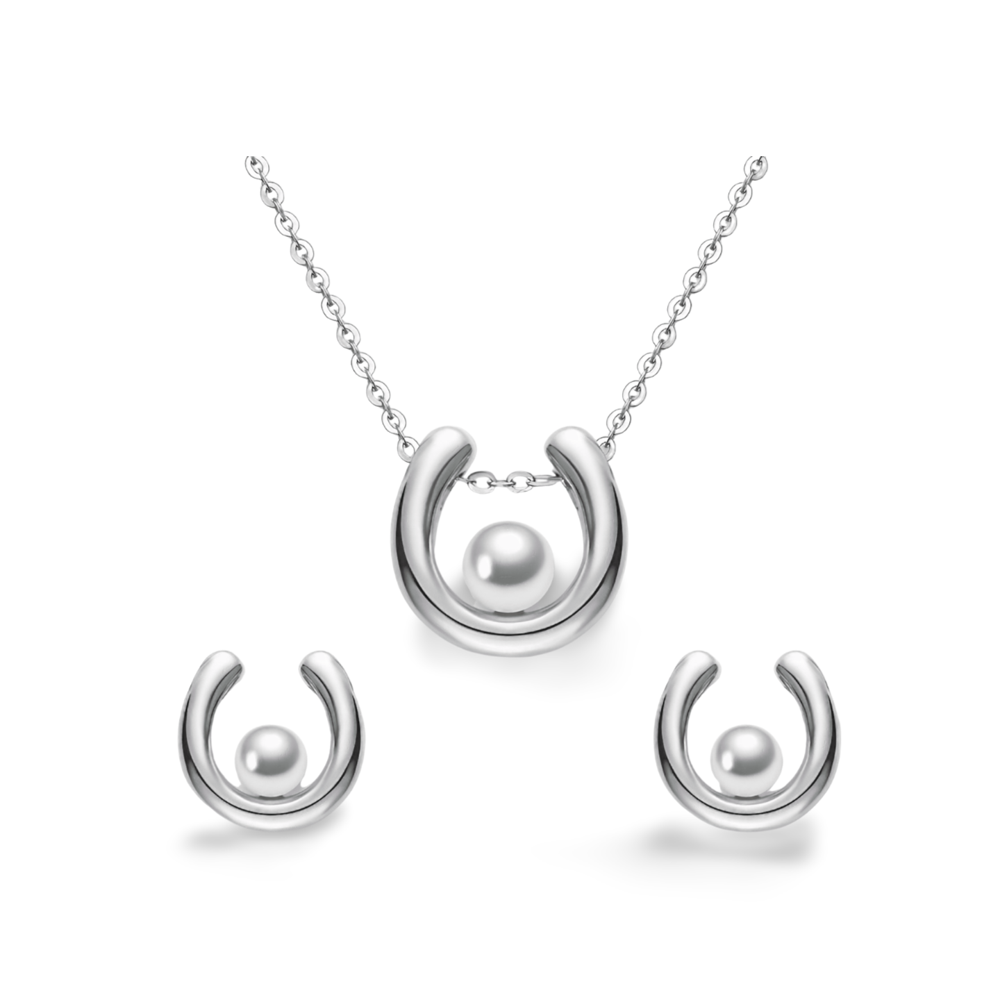 GlücksHufeisen – Schmuck-Set mit Süßwasserperlen (2-teilig)