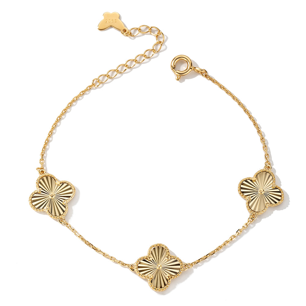 Yonca Kleeblatt-Armband, drei Elemente, feine Kette, elegantes Design aus 925 Sterling Silber