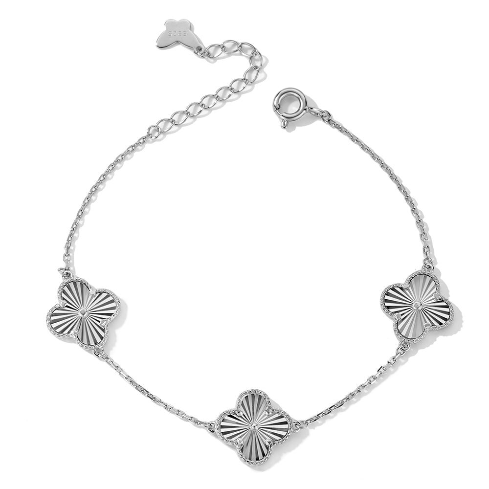 Yonca Kleeblatt-Armband, drei Elemente, feine Kette, elegantes Design aus 925 Sterling Silber