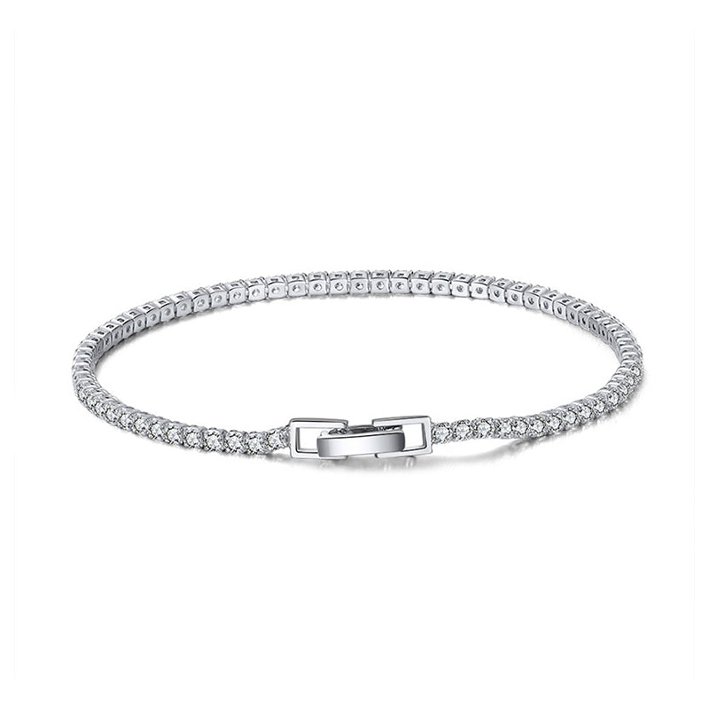 Rhodiniertes Tennisarmband aus 925 Sterling Silber mit Zirkonia in 2 mm oder 4 mm Breite