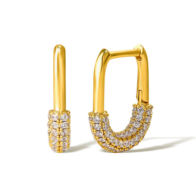 Linéa Kreolen aus 925 Sterling Silber, 18K vergoldet oder rhodiniert, mit funkelnden Pavé-Zirkonia in moderner, ovaler Form