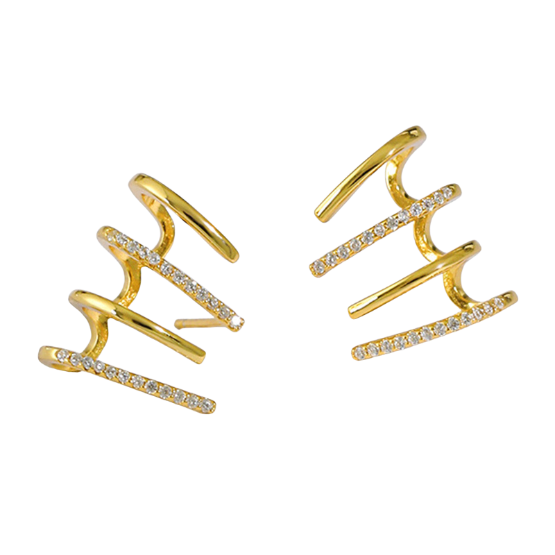 Zeya Ohrstecker aus 925 Sterling Silber, 18K vergoldet oder rhodiniert, mit geschwungenem Design und funkelnden Zirkonia