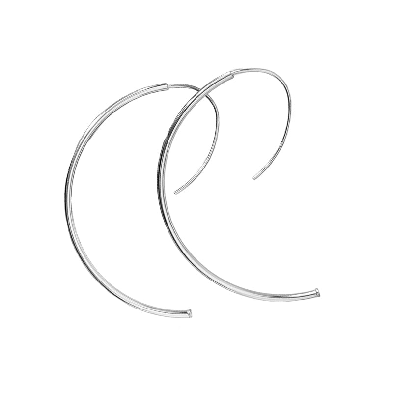 Luna Ohrhänger aus 925 Sterling Silber, 18K vergoldet oder rhodiniert, mit feiner Bogenform und glatter Oberfläche
