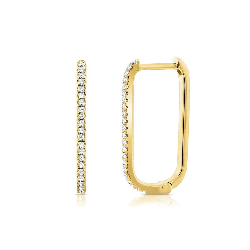Rechteckige Pavé Kreolen mit feinem Glanz, minimalistisches Design, funkelnde Zirkonia, erhältlich in Silber und Gold