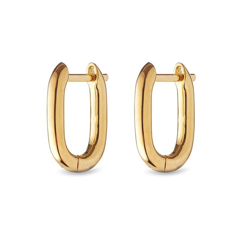 Glänzende Oval-Kreolen aus 925 Sterling Silber, 18K vergoldet, in drei Größen erhältlich – minimalistisches Design.