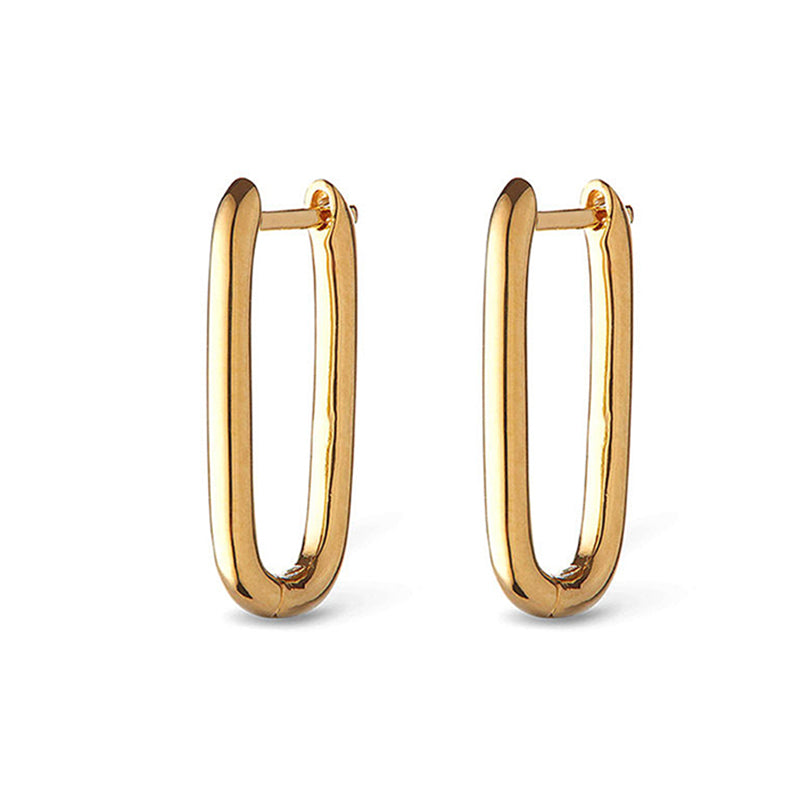 Glänzende Oval-Kreolen aus 925 Sterling Silber, 18K vergoldet, in drei Größen erhältlich – minimalistisches Design.