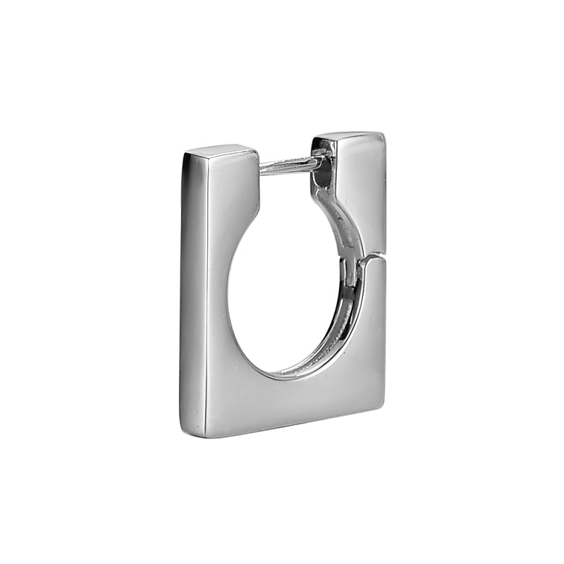 Eckige Kreolen aus 925 Sterling Silber, glanzpoliert mit sicherem Klappverschluss – modern und leicht.
