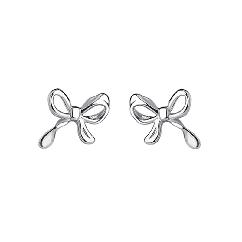 Ribbon Ohrstecker aus 925 Sterling Silber, wahlweise 18K vergoldet oder rhodiniert, in Schleifenform.