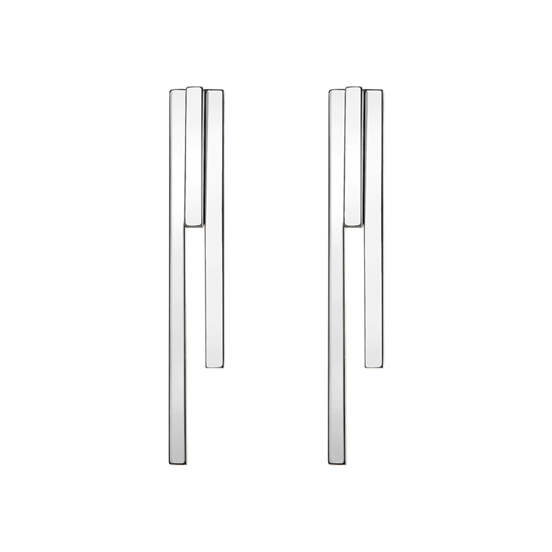 Lange Stab Ohrhänger aus 925 Sterling Silber, poliert, minimal, mit Steckverschluss