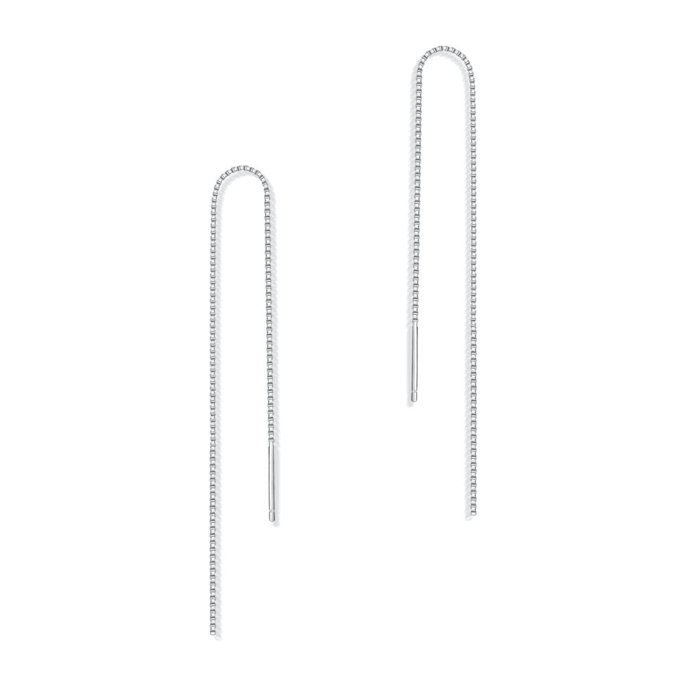 Minimalistische Faden-Ohrhänger mit feiner Kette aus 925 Sterling Silber, threader Design, beweglich und elegant