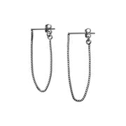 Minimalistische Ohrhänger mit feiner Kette aus 925 Sterling Silber, Stecker-Design mit ovalem Schwung, elegant und beweglich