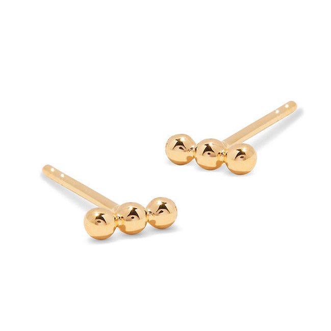 Minimalistische Trio-Ohrstecker mit drei polierten Kugeln aus 925 Sterling Silber, dezentes Design für Alltag und Layering