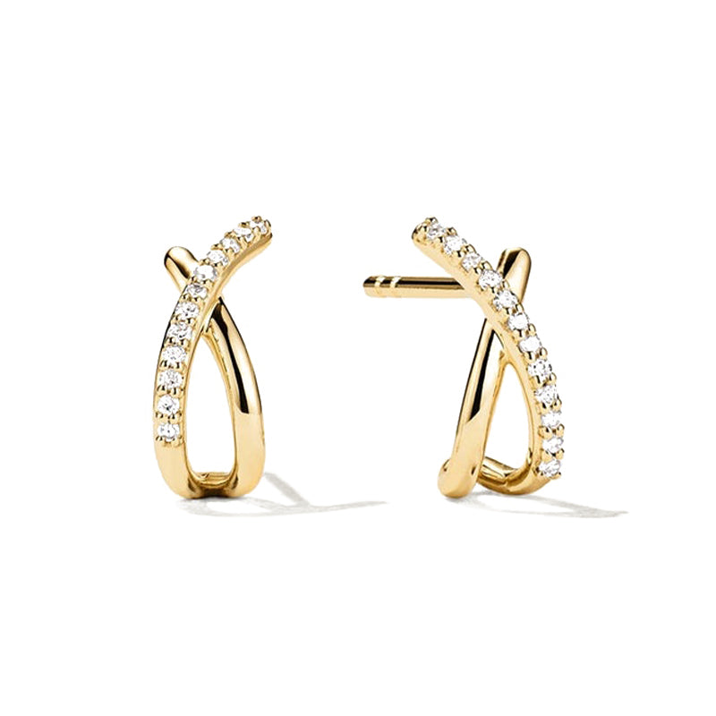 Elegante X-Ohrstecker mit Zirkonia-Reihe aus 925 Sterling Silber, modern, dezent, für Alltag und Abend