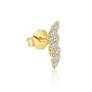 Elegantes Ohrpiercing mit gebogener Zirkonia-Reihe aus 925 Sterling Silber, feiner Stecker, dezentes Climber-Design