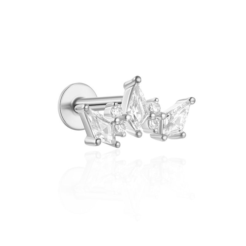 Elegantes Ohrpiercing aus 925 Sterling Silber mit Zirkonia-Kranz, funkelndes Design für Helix, Tragus oder Lobe
